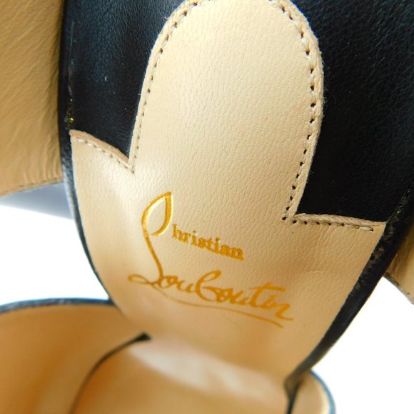 Unworn CHRISTIAN LOUBOUTIN Black Bootie Heels 37.5 - Picture 11 of 13